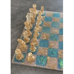 jeu d'échec turquoise et doré